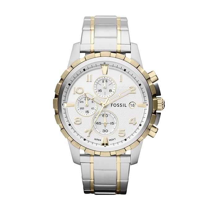 Fossil Analog White Dial Men’s Watch-FS4795 Stainless Steel, Multicolor Strap