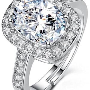 YouBella Jewellery Stylish Silver Plated Solitaire Crystal Ring for Women and Girls